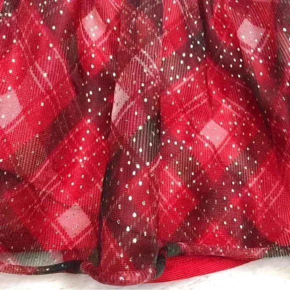 HolidayTime Skirt Red/Black/White Plaid Sparkly Mesh Size 3T - Picture 8 of 16